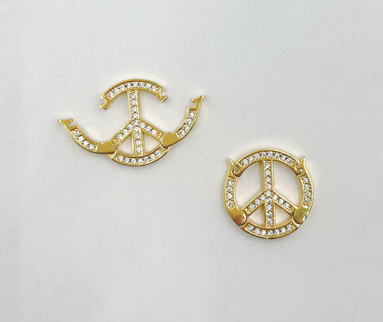 18K Gold Filled Peace Sign Buckle Clasp, CL491