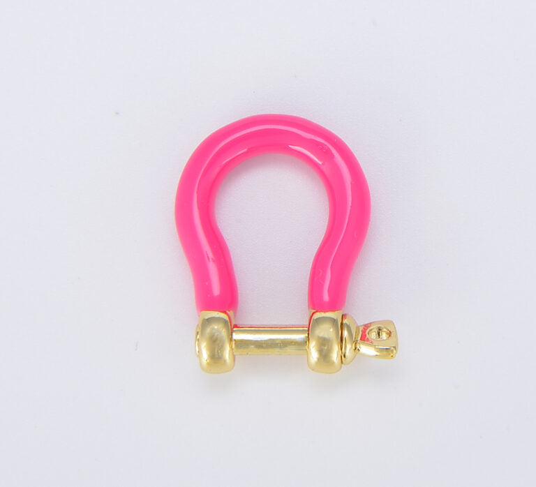 18K Gold Filled Enamel U Shape Screw Clasp, CL492