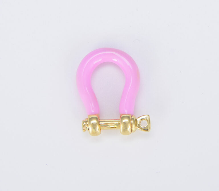 18K Gold Filled Enamel U Shape Screw Clasp, CL492