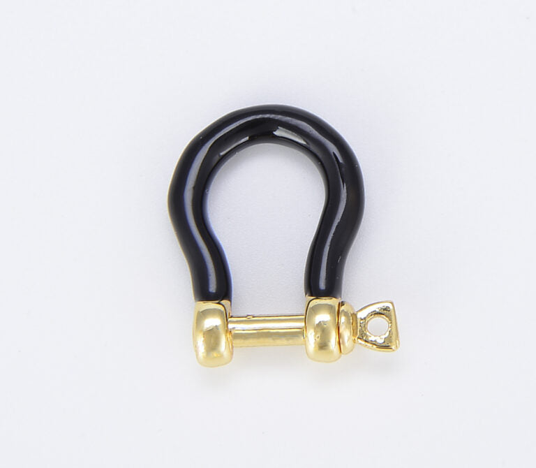 18K Gold Filled Enamel U Shape Screw Clasp, CL492