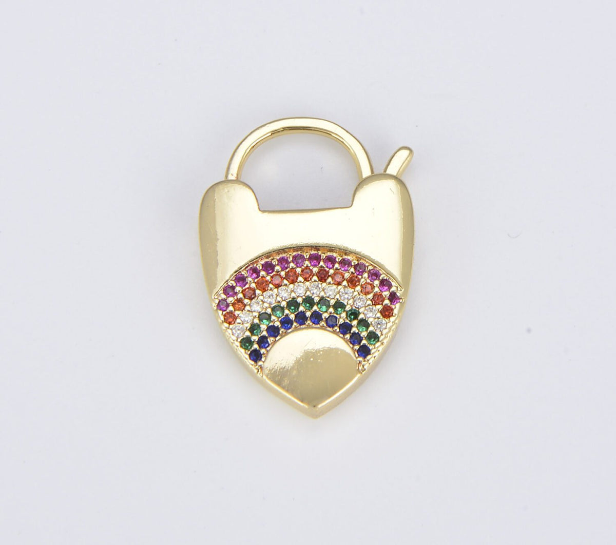 18K Gold Filled Rainbow Heart Shaped Lock, CL495