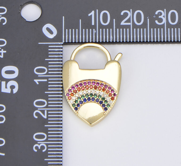 18K Gold Filled Rainbow Heart Shaped Lock, CL495