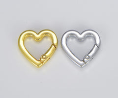 18K Gold Filled Chunky Gold Heart Spring Gate Ring Clasp, Push Gate Ring, Heart Clasp Charm Holder 18K Gold Clasp for Link Chain Connector, 22x21mm, CL498