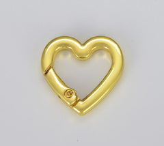 18K Gold Filled Chunky Gold Heart Spring Gate Ring Clasp, Push Gate Ring, Heart Clasp Charm Holder 18K Gold Clasp for Link Chain Connector, 22x21mm, CL498