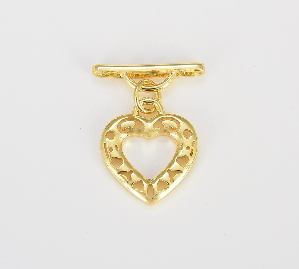 18K Gold Filled Heart Toggle Clasp with Jump Ring, CL506