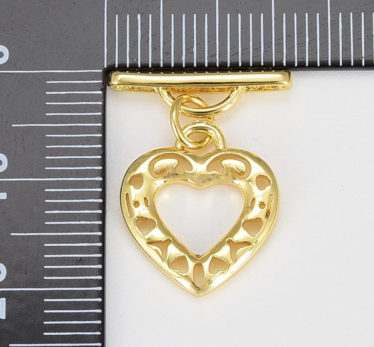 18K Gold Filled Heart Toggle Clasp with Jump Ring, CL506