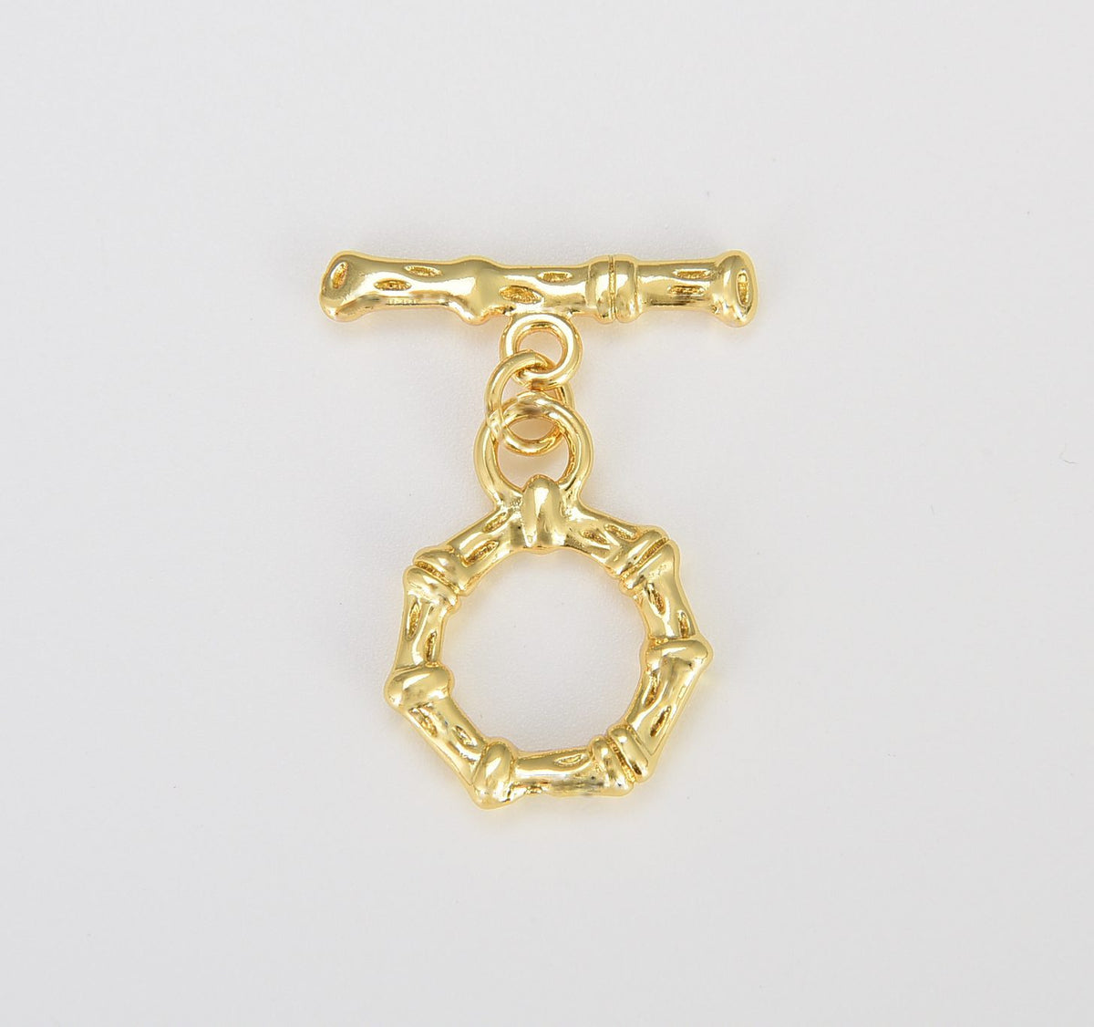 18K Gold Filled Bamboo Toggle Clasp with Jump Ring, OT Clasp for Jewelry Making Supply, Bamboo Design Clasp, 27x21mm, CL507