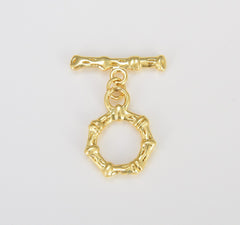 18K Gold Filled Bamboo Toggle Clasp with Jump Ring, OT Clasp for Jewelry Making Supply, Bamboo Design Clasp, 27x21mm, CL507