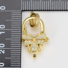 18K Gold Filled Micro Pave Butterfly Lobster Claw End Clasp, CL510