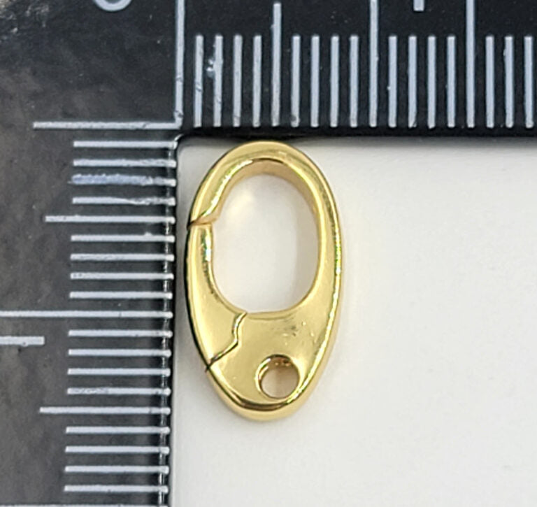 18K Gold Filled Spring Gate Ring Clasp, Push Gate Ring, Oval Ring Charm Holder, Gold Clasp Connector Charm, 15x9mm, CL513