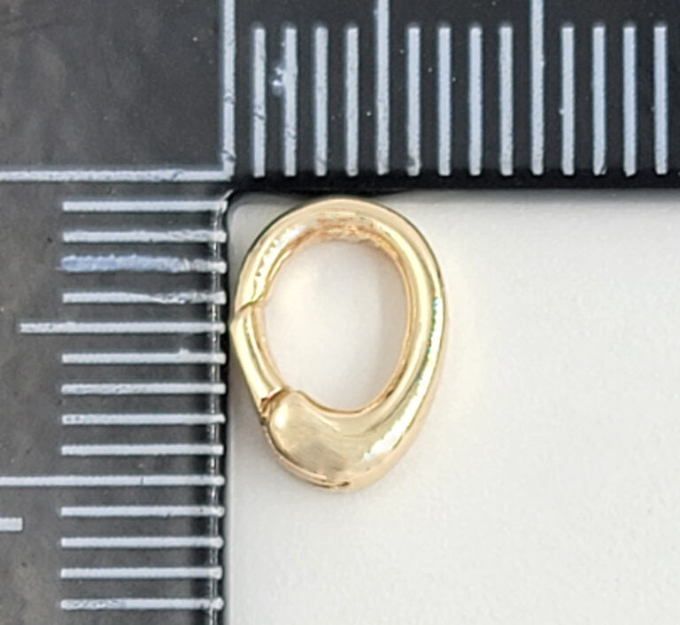 18K Gold Filled Spring Gate Ring Clasp, Push Gate Ring, Oval Ring Charm Holder, Gold Clasp Connector Charm, 10x7mm, CL515