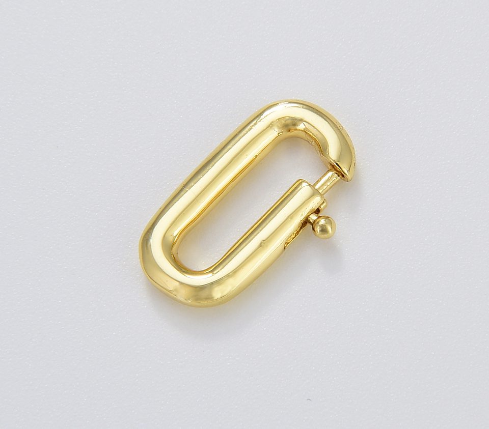 18K Gold Filled Spring Gate Clasp Brass, Gate Clasp, Pull Clasp, Spring Gate Oval, Spring Clasp, Spring Gate Pendant, 17x10mm, CL520