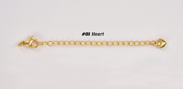 18K Gold Filled Chain Extender for Necklace Bracelet Supply Component Findings, Extension Chain Extenders Lobster Claw Clasps with Heart & Star Charm, CL521