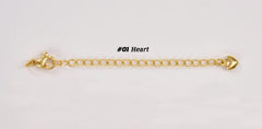 18K Gold Filled Chain Extender for Necklace Bracelet Supply Component Findings, Extension Chain Extenders Lobster Claw Clasps with Heart & Star Charm, CL521