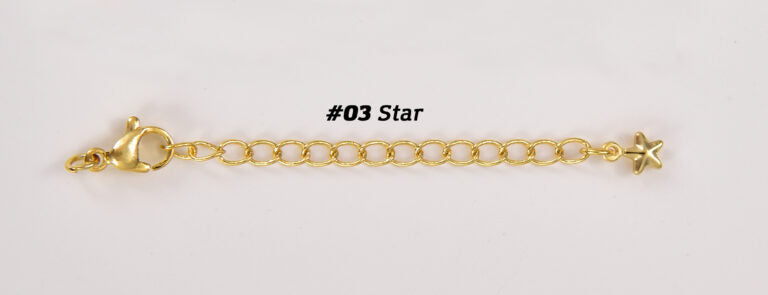 18K Gold Filled Chain Extender for Necklace Bracelet Supply Component Findings, Extension Chain Extenders Lobster Claw Clasps with Heart & Star Charm, CL521