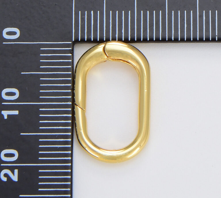 18K Gold Filled Carabiner Spring Push Clasp, Gold Filled Spring Gate Clasp, Interlocking Oval Lock Clasp, Spring Clasp, 19x12mm, CL525