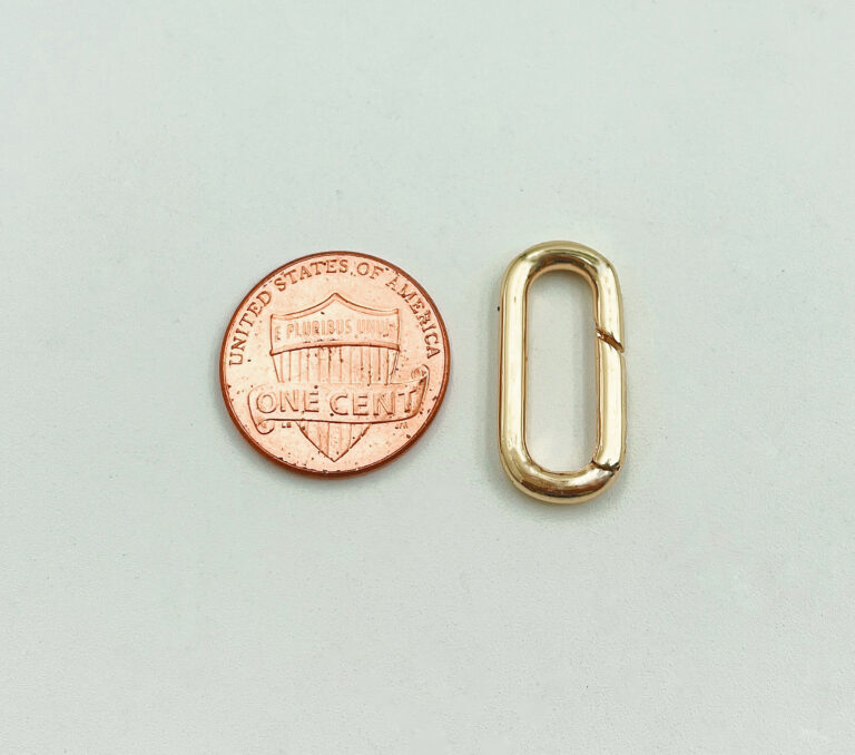 18K Gold Filled Dainty Spring Gate Ring, Push Gate Ring, Oval Ring, Spring Push Clasp, Interlocking Oval Lock Clasp, 23x11mm, CL526