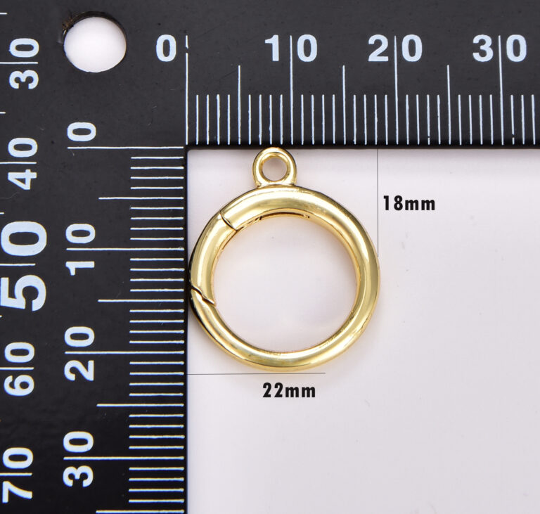 18K Gold Filled Push Spring Ring, Spring Gate Ring, Spring Ring for Jewelry Necklace Bracelet Anklet Making, 22x18mm, CL527