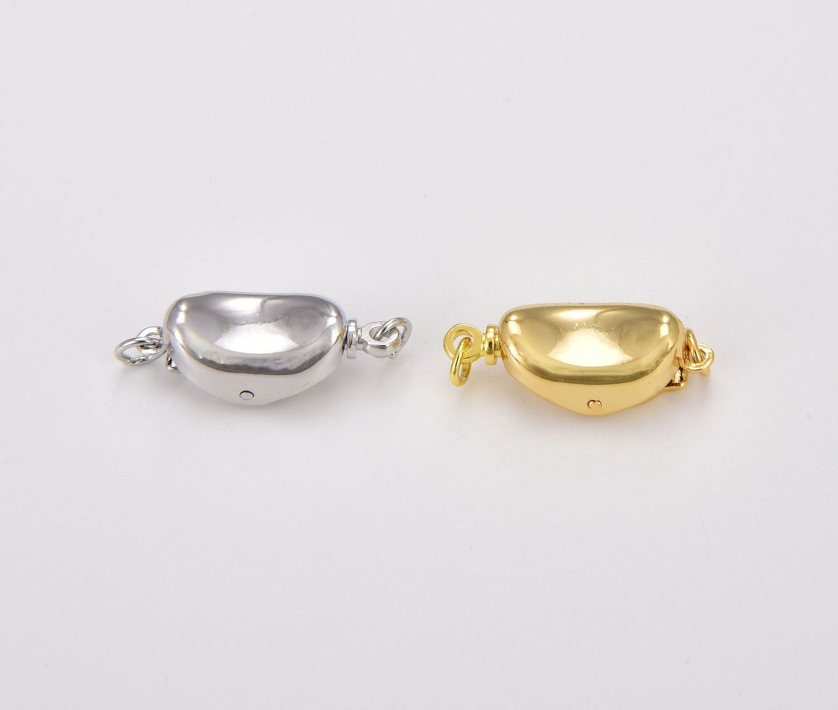 18K Gold Filled Oval Coffee Bean Clasp, Push in Clasp, Push in Box Clasp Connector with Rings, Bean Shape Clasp, 18x8mm, CL535