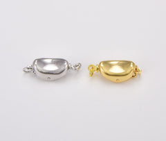 18K Gold Filled Oval Coffee Bean Clasp, Push in Clasp, Push in Box Clasp Connector with Rings, Bean Shape Clasp, 18x8mm, CL535