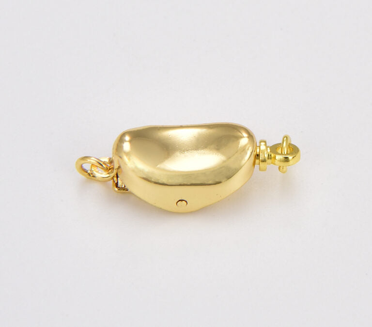 18K Gold Filled Oval Coffee Bean Clasp, Push in Clasp, Push in Box Clasp Connector with Rings, Bean Shape Clasp, 18x8mm, CL535