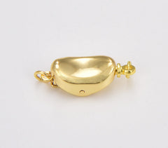 18K Gold Filled Oval Coffee Bean Clasp, Push in Clasp, Push in Box Clasp Connector with Rings, Bean Shape Clasp, 18x8mm, CL535