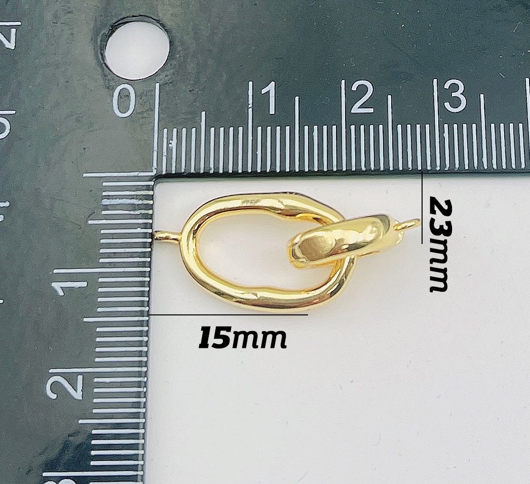 18K Gold Filled Heart with Round Snap Clasp, Oval Clasp, Jewelry Clasps, Interlocking Clasp, Pave Oval Lock, Oval Shape Clasp, CL538