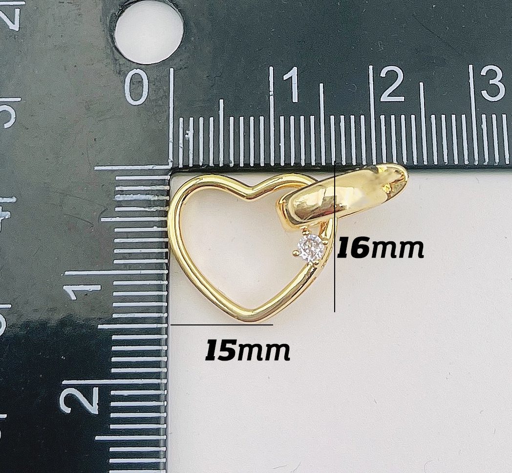 18K Gold Filled Heart with Round Snap Clasp, Oval Clasp, Jewelry Clasps, Interlocking Clasp, Pave Oval Lock, Oval Shape Clasp, CL538