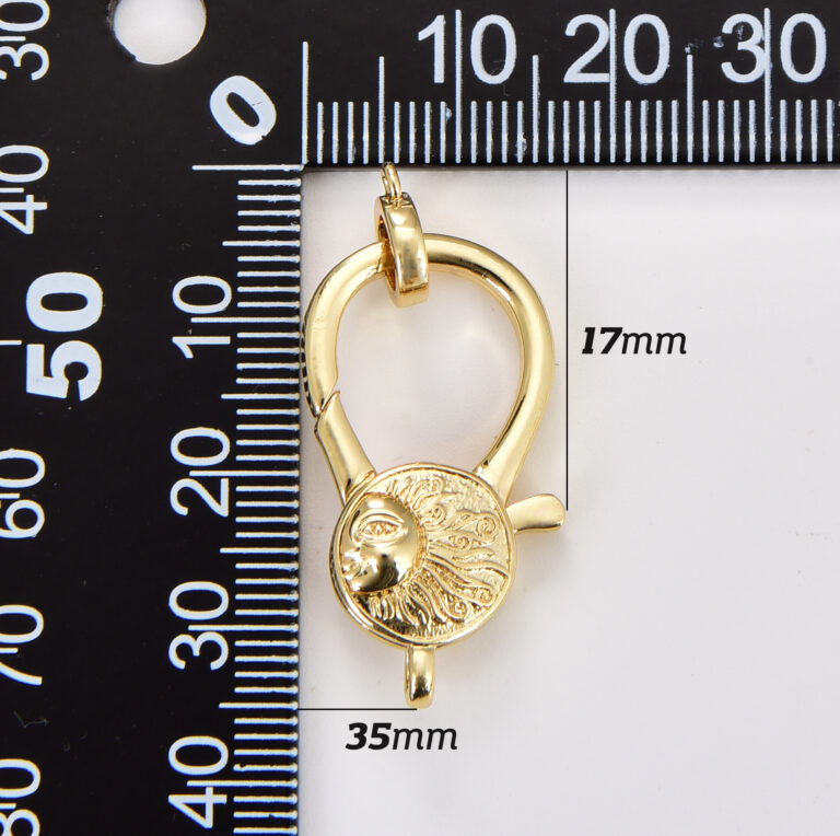 18K Gold Filled Sunshine Lobster Claw Clasp, Unique Design Lobster Claw with Jump Ring for Necklace Bracelet Anklet Making Lanyard, CL541