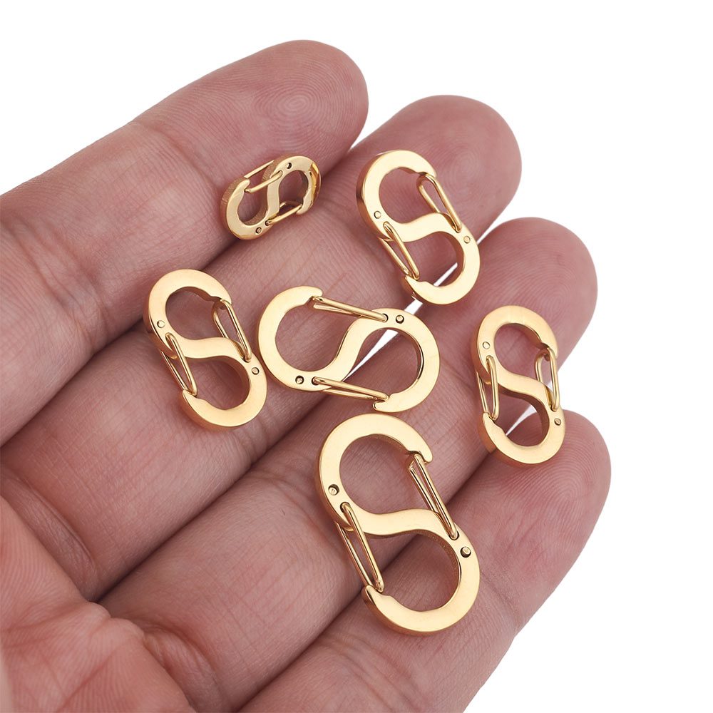 18K Gold Filled Dainty Double Opening Clasp, Letter S Buckle Spring Lobster Clasps, Gold Filled Double Push Carabiner Clasp, Enhancer Clasps, CL544C