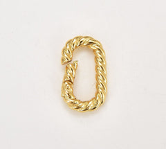 18K Gold Filled Twisted Oval Clasp, Push Gate Clasp, Carabiner Clasp, Oval Shaped Clasps, Interlocking Oval Clasp for Jewelry Making, CL546