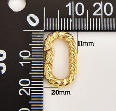 18K Gold Filled Twisted Oval Clasp, Push Gate Clasp, Carabiner Clasp, Oval Shaped Clasps, Interlocking Oval Clasp for Jewelry Making, CL546