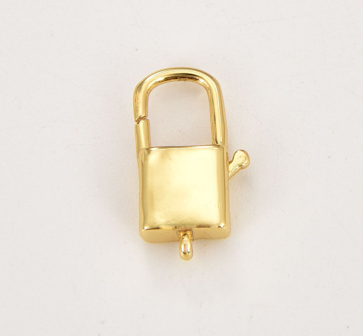 18K Gold Filled Padlock Spring Clasp, Square Shape Lobster Clasp, Minimalistic Gate Clasp Push Gate Ring Clasp, 18x10mm, CL547