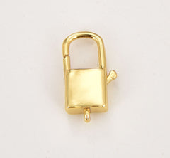 18K Gold Filled Padlock Spring Clasp, Square Shape Lobster Clasp, Minimalistic Gate Clasp Push Gate Ring Clasp, 18x10mm, CL547