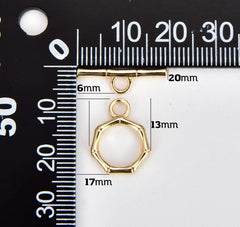 18K Gold Filled Dainty Heptagon Toggle Clasp, OT Clasp Fancy Design OT Clasp Bulk Supply for Bracelet Necklace Component, CL549