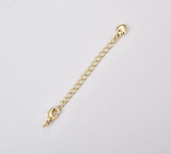 18K Gold Filled Chain Extender for Necklace Bracelet Supply Component Findings, Extension Chain Extenders w/ Heart Charm + Lobster Clasp, 67mm, CL552