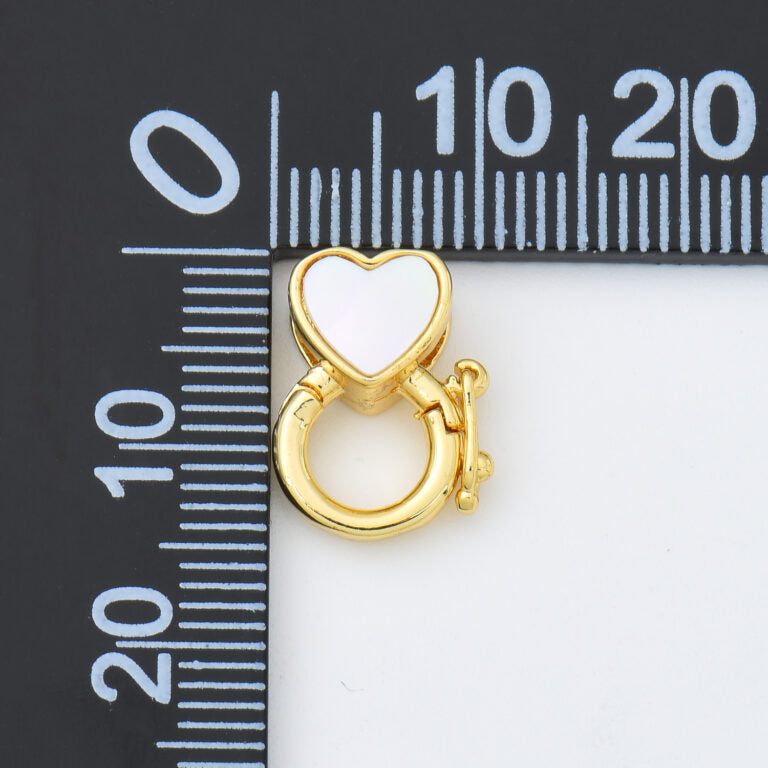 18K Gold Filled Heart Shell Pearl Clasp, Heart Buckle Clasp for Necklace Bracelet Jewelry Making Supply, Closure Clasp, End Clasp, 11x14mm, CL560