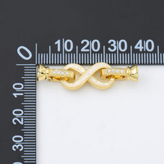 18K Gold Filled Opal Infinity Buckle Clasp, Infinity Clasp with 2 Clips, Interlocking Clasp for Necklace Bracelet Jewelry Making Supply, CL565