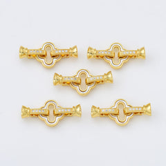 18K Gold Filled Clover Shell Pearl Buckle Clasp, Clover Clasp with 2 Clips, Interlocking Clasp for Necklace Bracelet Jewelry Making Supply CL569