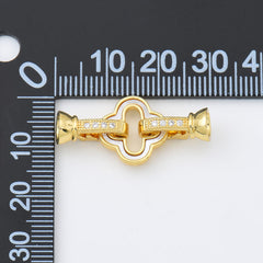 18K Gold Filled Clover Shell Pearl Buckle Clasp, Clover Clasp with 2 Clips, Interlocking Clasp for Necklace Bracelet Jewelry Making Supply CL569