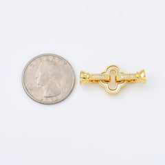 18K Gold Filled Clover Shell Pearl Buckle Clasp, Clover Clasp with 2 Clips, Interlocking Clasp for Necklace Bracelet Jewelry Making Supply CL569