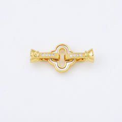 18K Gold Filled Clover Shell Pearl Buckle Clasp, Clover Clasp with 2 Clips, Interlocking Clasp for Necklace Bracelet Jewelry Making Supply CL569