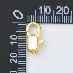 18K Gold Filled Rectangular Lobster Clasp, Lobster Claw Shell Pearl Clasp for Necklace Bracelet Jewelry Making Supply, 9x18mm, CL583