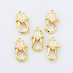 18K Gold Filled Opal Star Lobster Clasp, Star Shaped Lobster Claw Clasp for Necklace Bracelet Jewelry Making Supply, 10x18mm, CL585