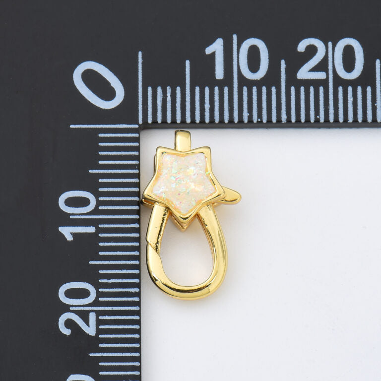 18K Gold Filled Opal Star Lobster Clasp, Star Shaped Lobster Claw Clasp for Necklace Bracelet Jewelry Making Supply, 10x18mm, CL585