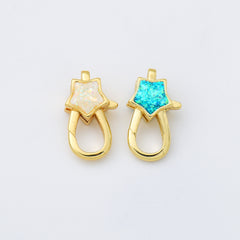 18K Gold Filled Opal Star Lobster Clasp, Star Shaped Lobster Claw Clasp for Necklace Bracelet Jewelry Making Supply, 10x18mm, CL585