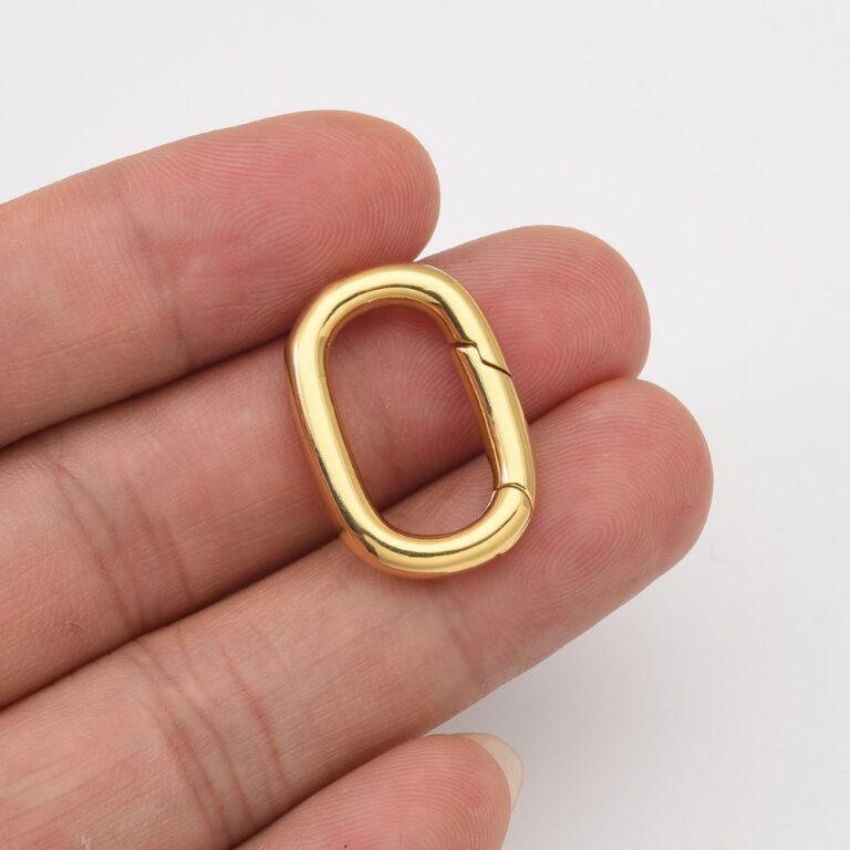 18K Gold Filled Oval Spring Clasp, Gold Spring Carabiner Clasp, Dainty Minimalist Clasp for DIY Necklace Bracelet Jewelry Making, 22x15mm, CL604