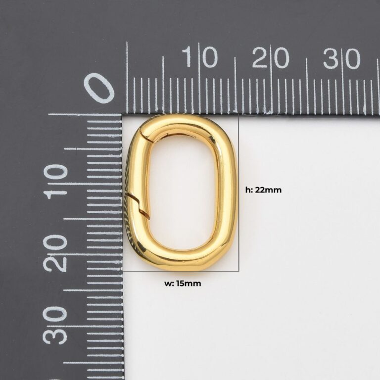 18K Gold Filled Oval Spring Clasp, Gold Spring Carabiner Clasp, Dainty Minimalist Clasp for DIY Necklace Bracelet Jewelry Making, 22x15mm, CL604