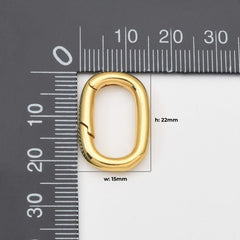 18K Gold Filled Oval Spring Clasp, Gold Spring Carabiner Clasp, Dainty Minimalist Clasp for DIY Necklace Bracelet Jewelry Making, 22x15mm, CL604