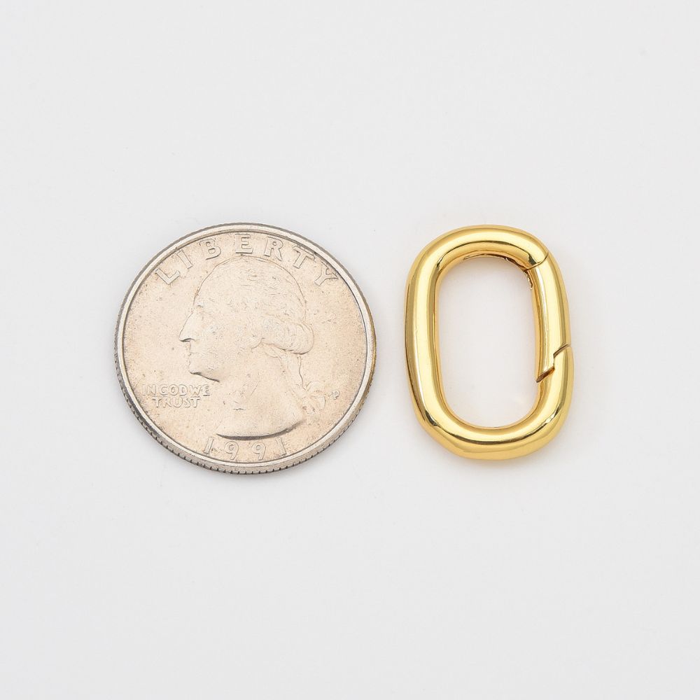 18K Gold Filled Oval Spring Clasp, Gold Spring Carabiner Clasp, Dainty Minimalist Clasp for DIY Necklace Bracelet Jewelry Making, 22x15mm, CL604